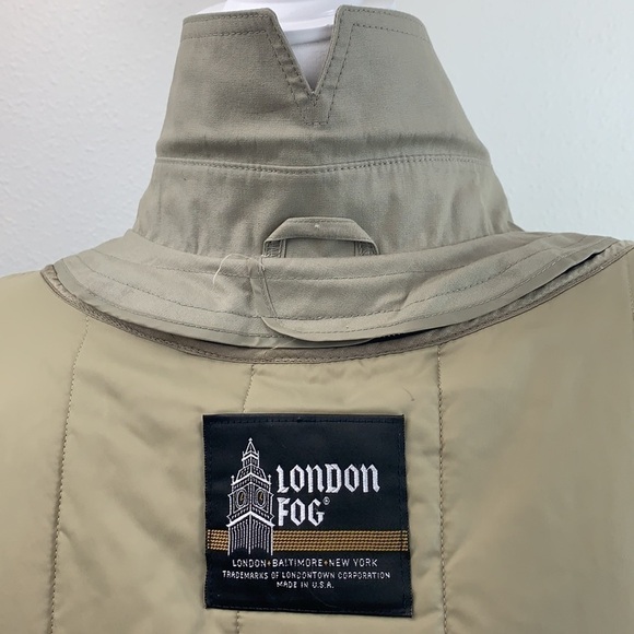 London Fog Thinsulate zip out quilted lining, classic tan trench coat EUC - Picture 14 of 14